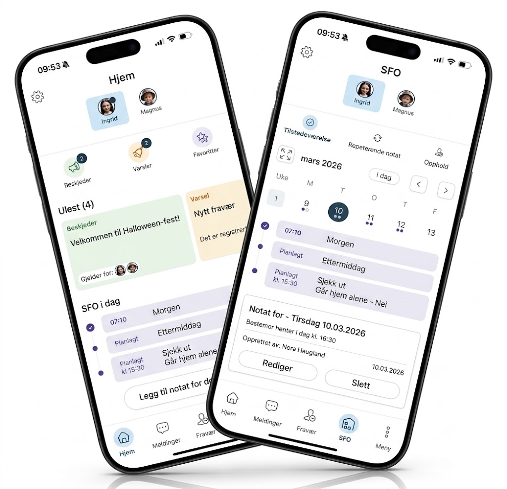Flyt Foresatt app på mobilskjerm